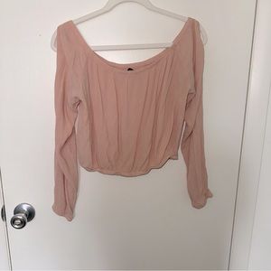 Forever 21 Pale Pink Long Sleeve Crop Top - L